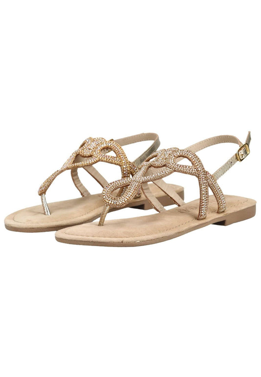Lazamani Sandalen Leder/Textil Gold