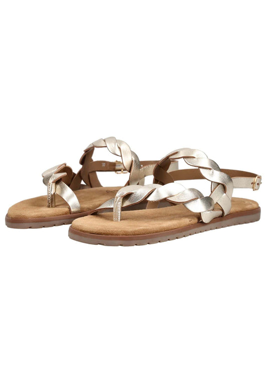 Lazamani Sandalen Leder/Textil Gold