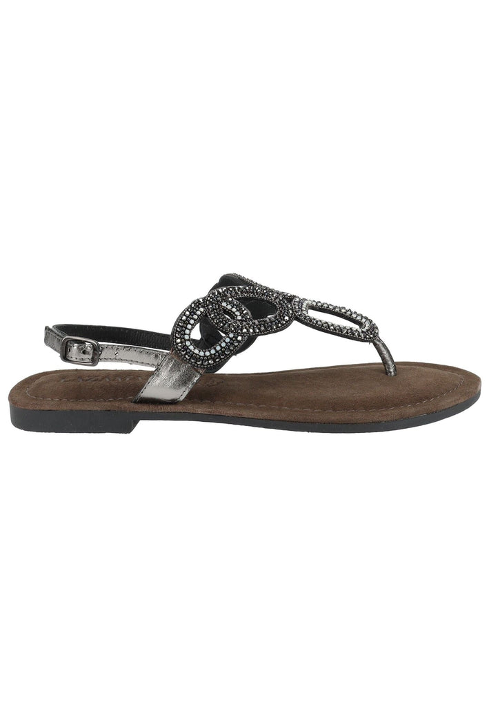 Lazamani Sandalen Leder/Textil Pewter