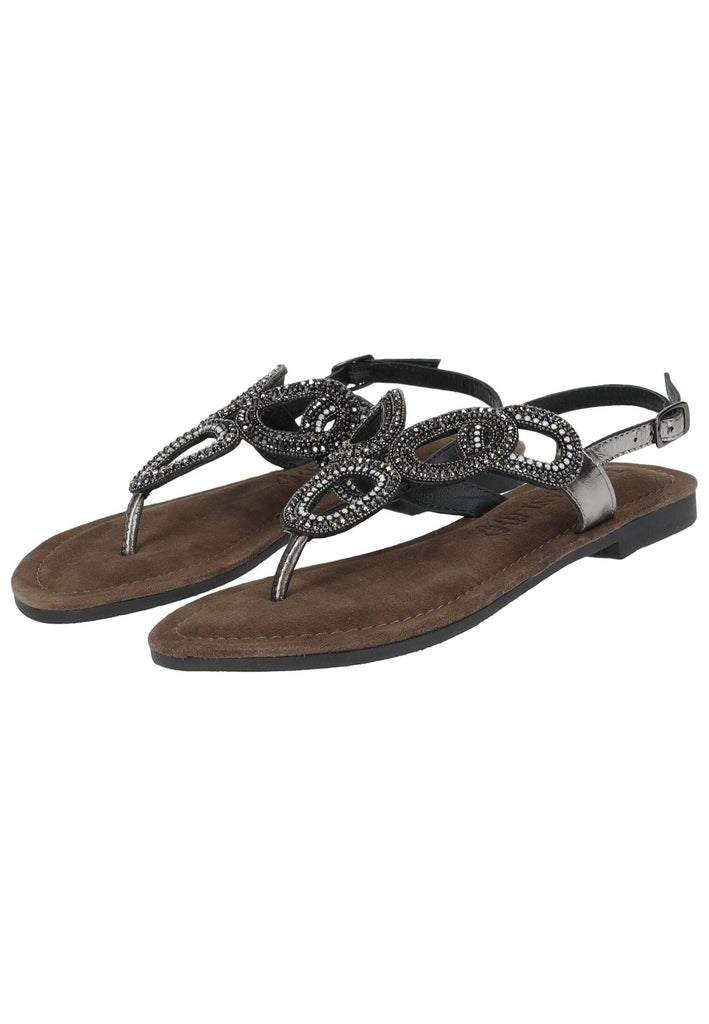 Lazamani Sandalen Leder/Textil Pewter