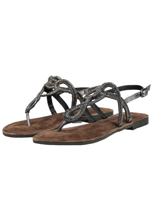 Lazamani Sandalen Leder/Textil Pewter