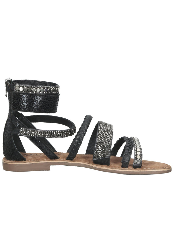 Lazamani Sandalen Leder/Textil Schwarz