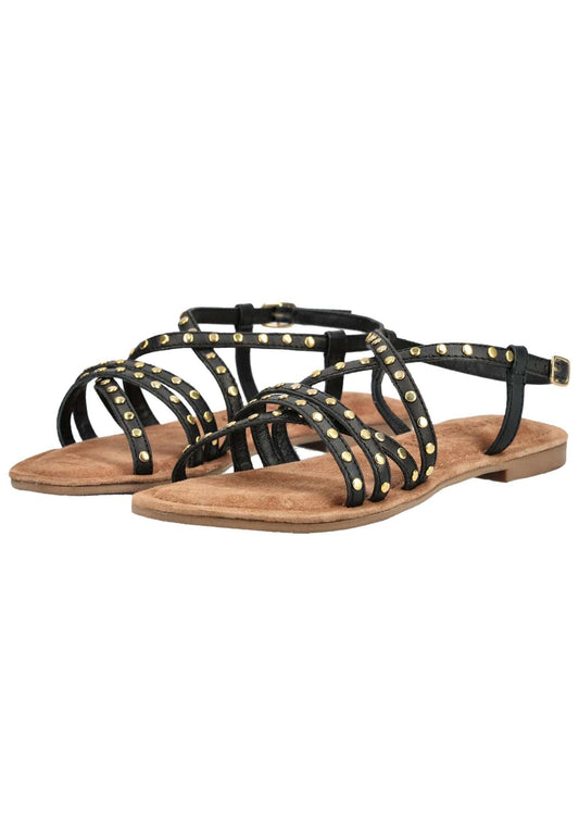 Lazamani Sandalen Leder/Textil Schwarz