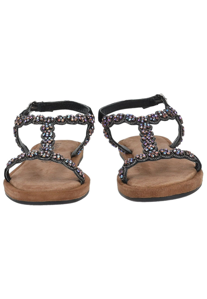 Lazamani Sandalen Leder/Textil Schwarz Kombi