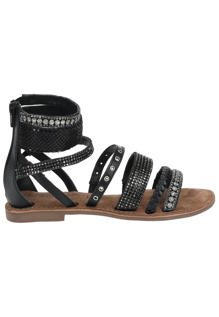 Lazamani Sandalen Leder/Textil Schwarz Kombi