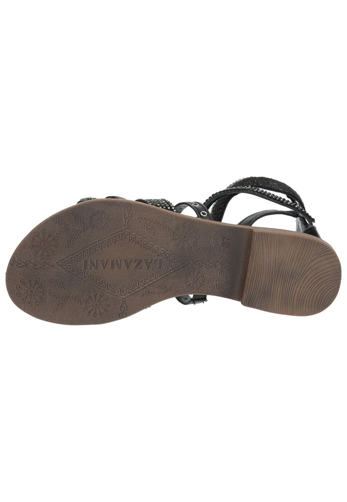 Lazamani Sandalen Leder/Textil Schwarz Kombi