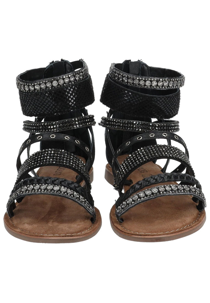 Lazamani Sandalen Leder/Textil Schwarz Kombi