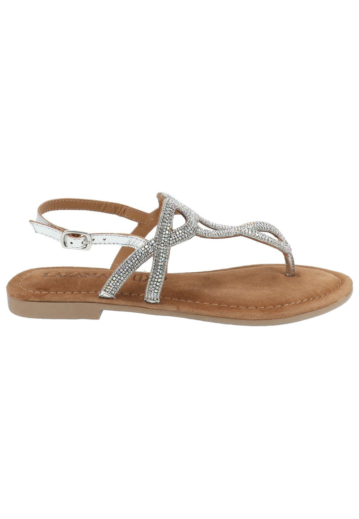 Lazamani Sandalen Leder/Textil Silber
