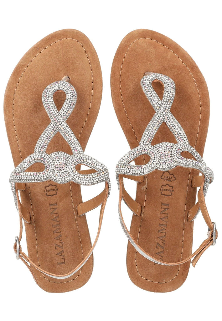 Lazamani Sandalen Leder/Textil Silber