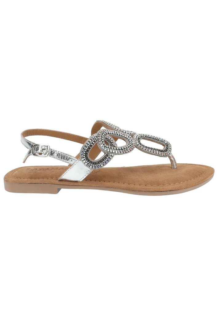 Lazamani Sandalen Leder/Textil Silber