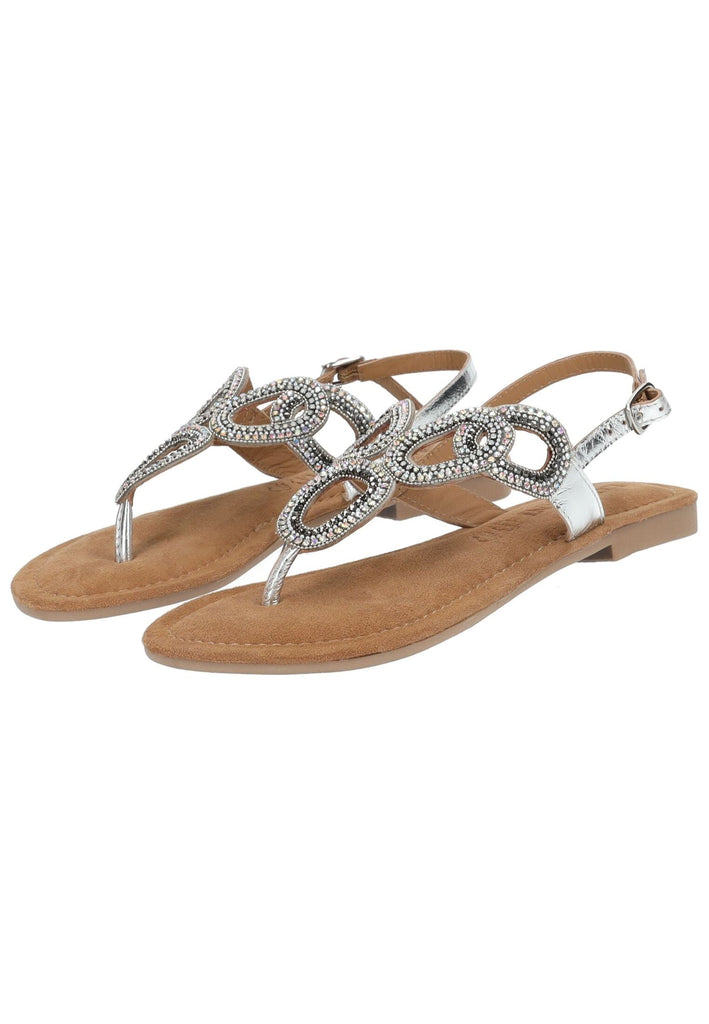 Lazamani Sandalen Leder/Textil Silber