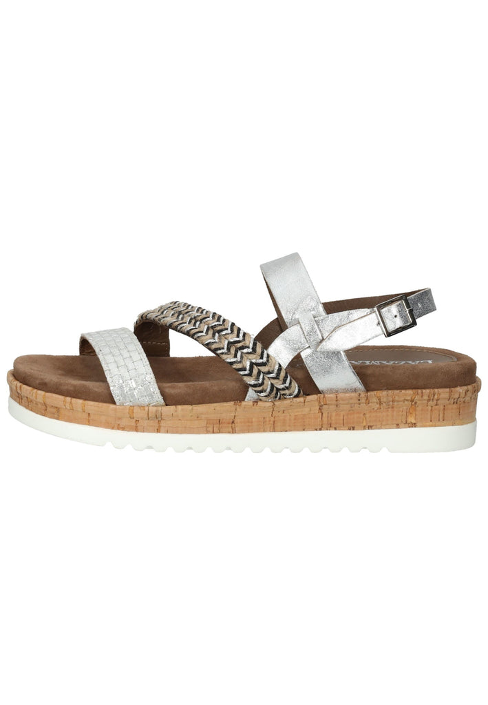 Lazamani Sandalen Leder/Textil Silber