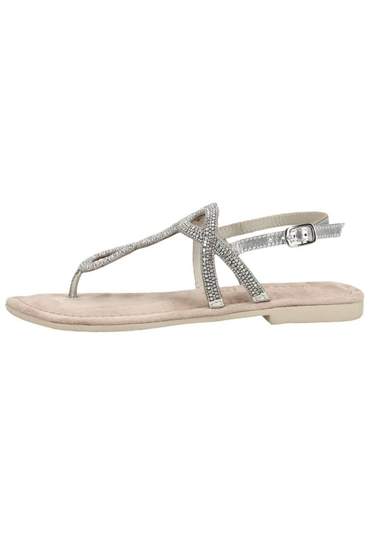 Lazamani Sandalen Leder/Textil Silber