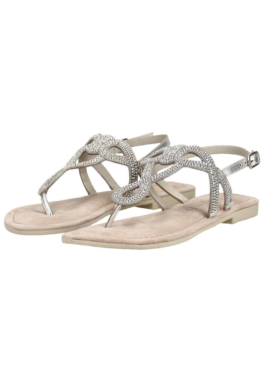 Lazamani Sandalen Leder/Textil Silber