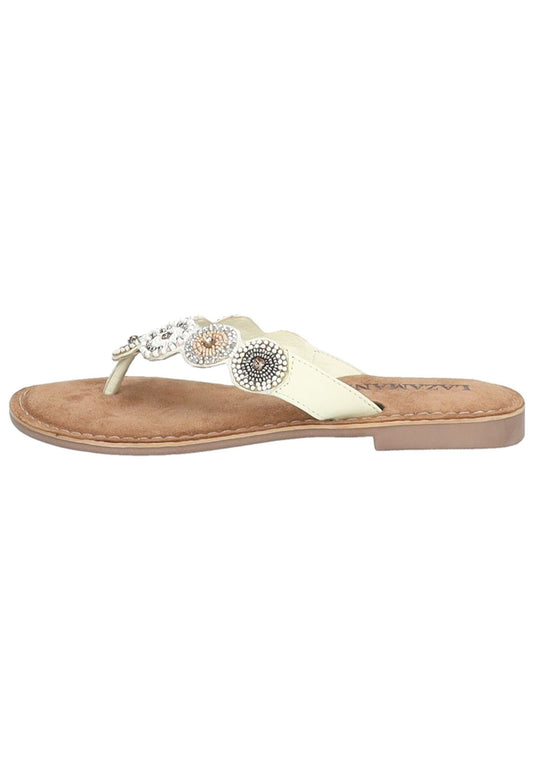 Lazamani Sandalen Leder/Textil Weiß