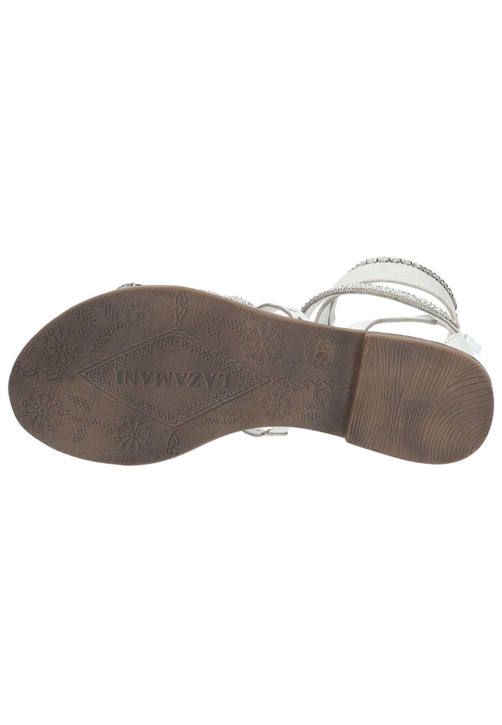 Lazamani Sandalen Leder/Textil Weiß Kombi