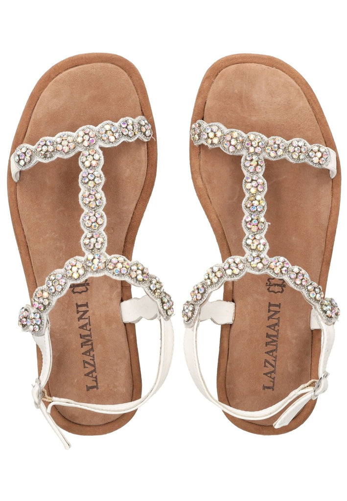 Lazamani Sandalen Leder/Textil Weiß Kombi