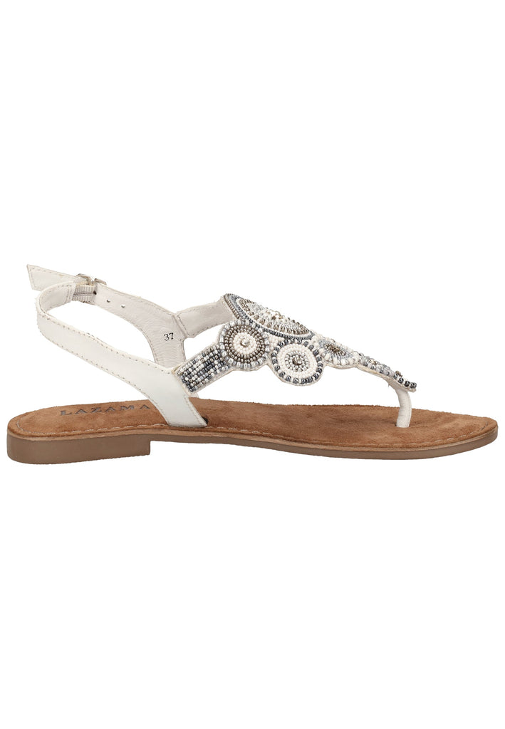 Lazamani Sandalen Leder/Textil White