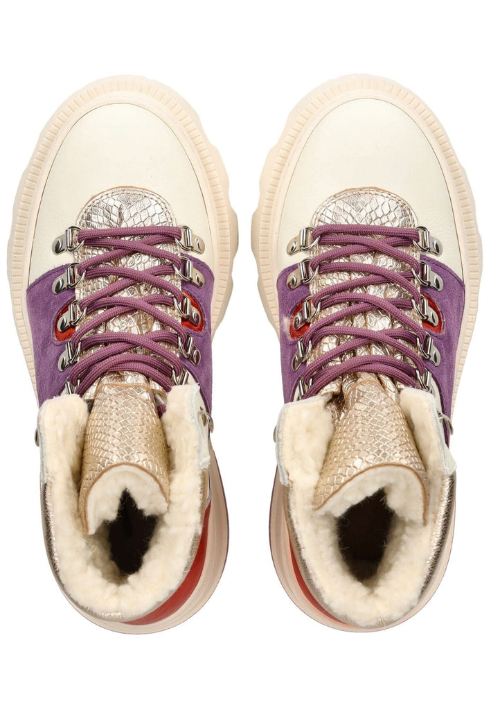 Lazamani Stiefelette Leder Lila Warmfutter
