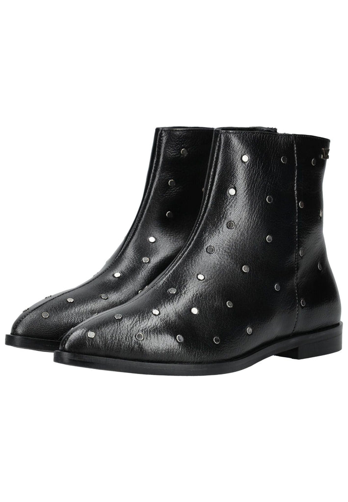 Lazamani Stiefelette Leder Schwarz/Silber