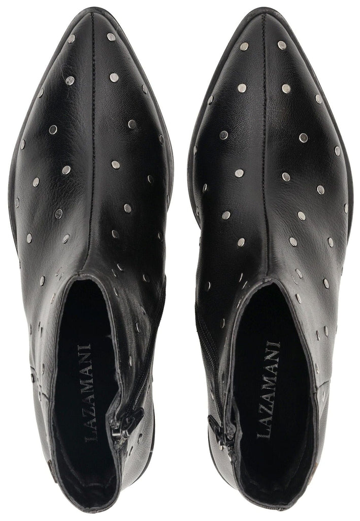 Lazamani Stiefelette Leder Schwarz/Silber