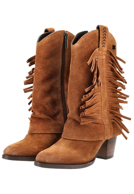 Lazamani Stiefelette Veloursleder Cognac