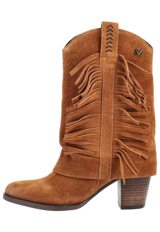 Lazamani Stiefelette Veloursleder Cognac