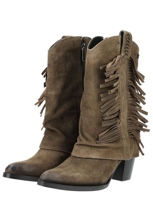 Lazamani Stiefelette Veloursleder Khaki