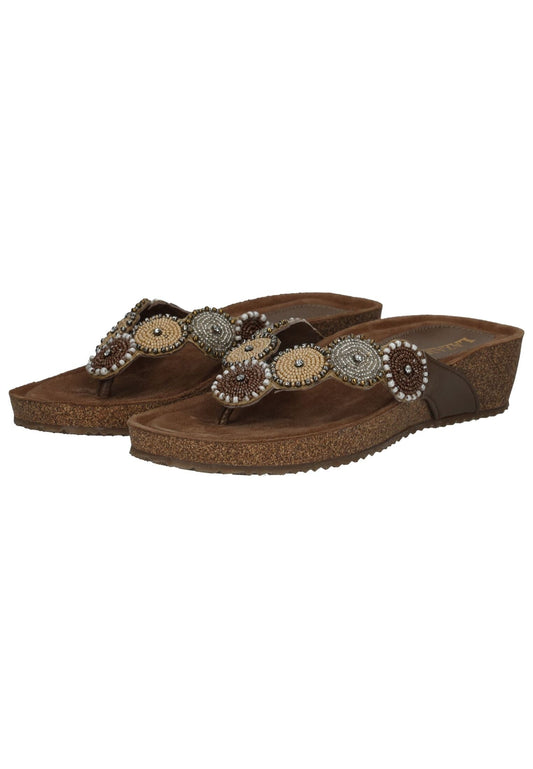 Lazamani Zehensteg Leder Beige