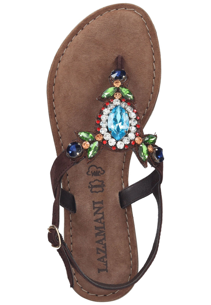 Lazamani Zehensteg Leder Braun/Blau