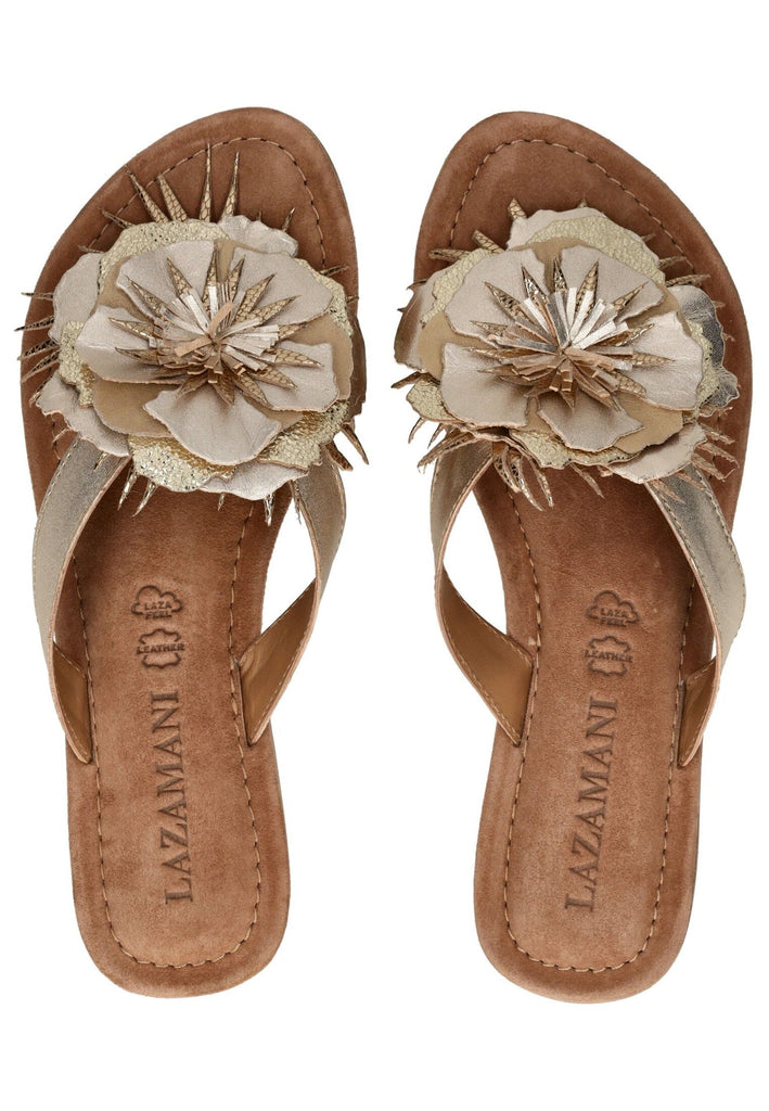 Lazamani Zehensteg Leder Gold