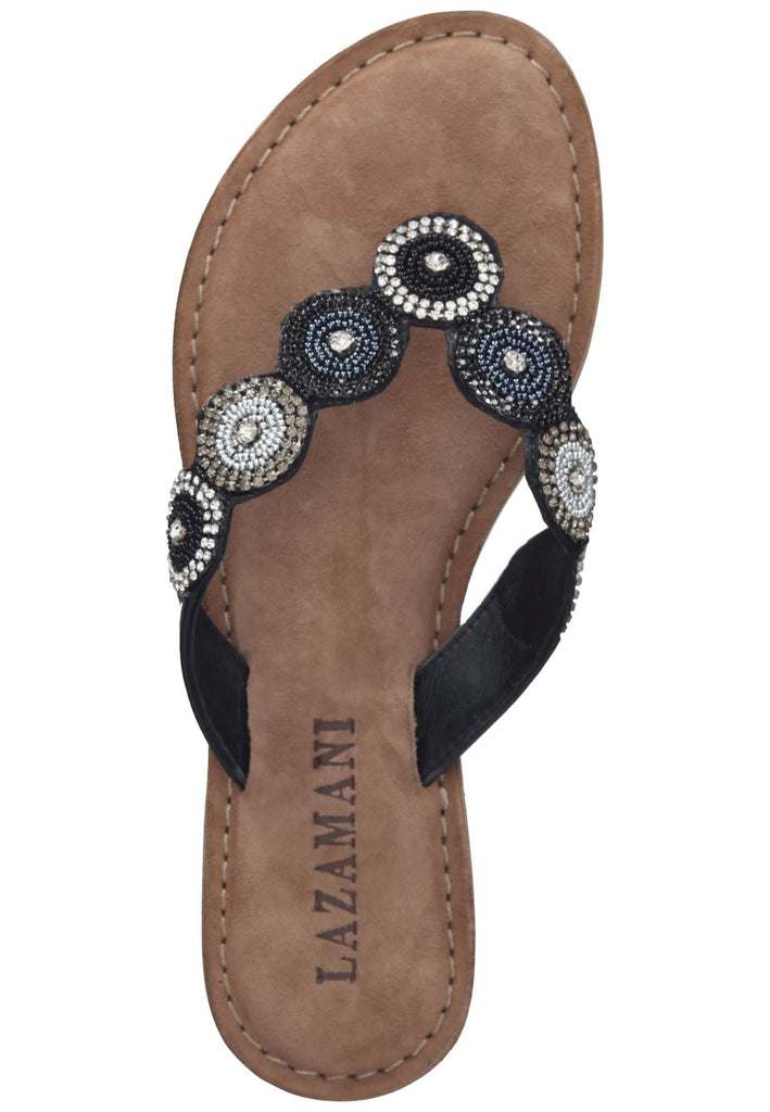 Lazamani Zehensteg Leder Schwarz