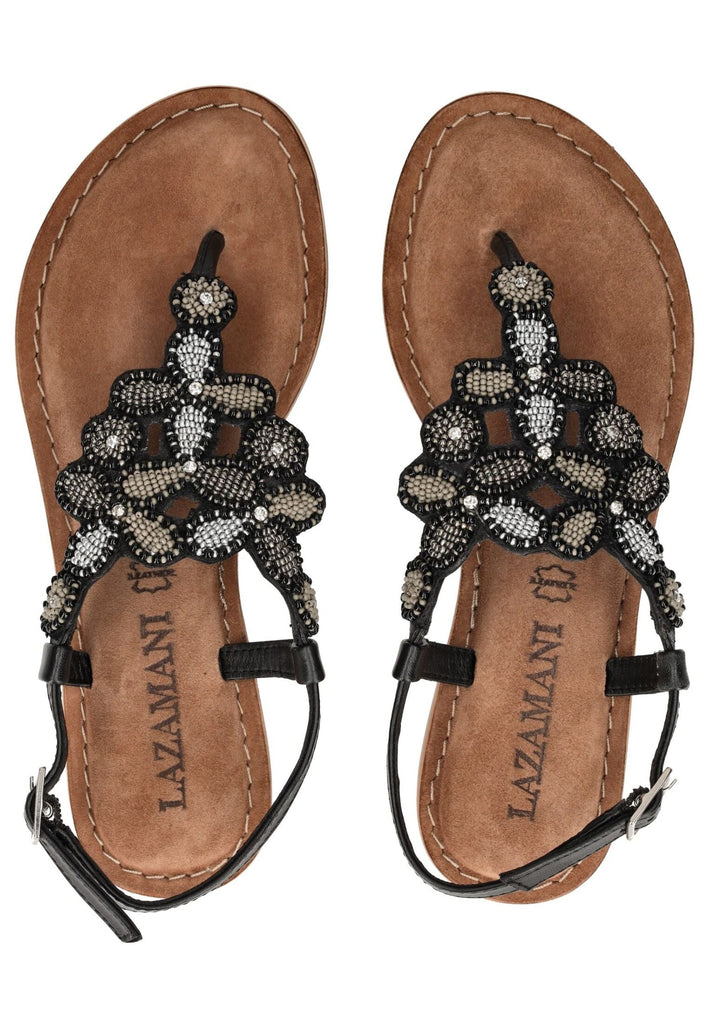 Lazamani Zehensteg Leder Schwarz