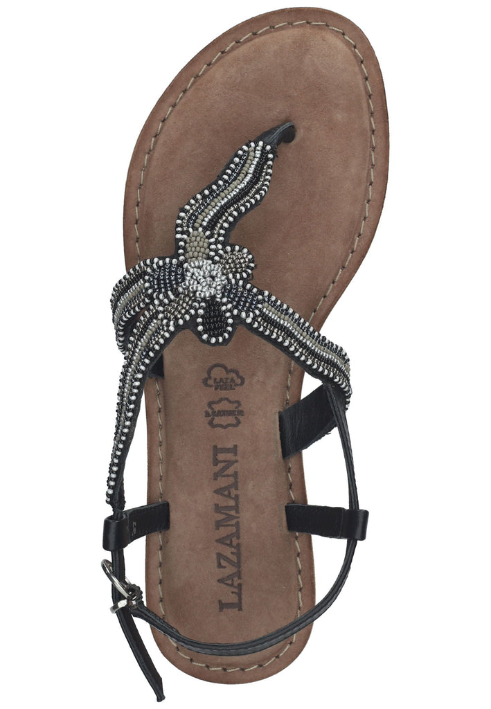 Lazamani Zehensteg Leder Schwarz