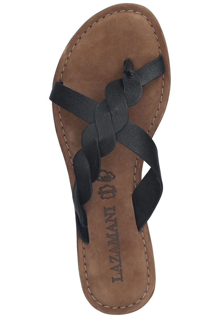 Lazamani Zehensteg Leder Schwarz