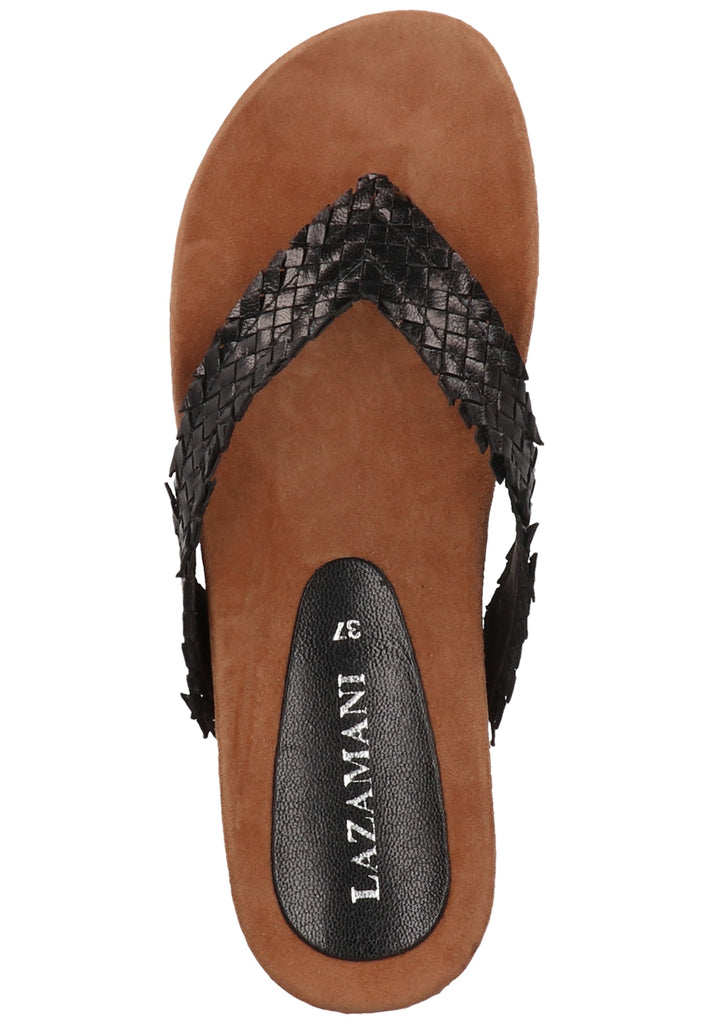 Lazamani Zehensteg Leder Schwarz