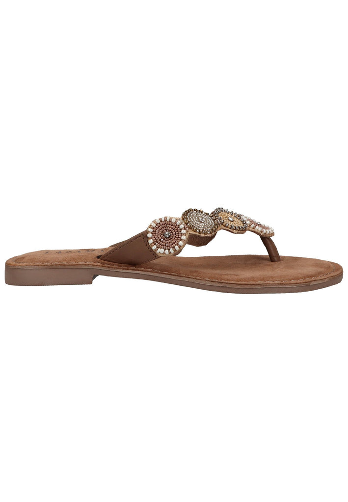 Lazamani Zehensteg Leder/Textil Beige