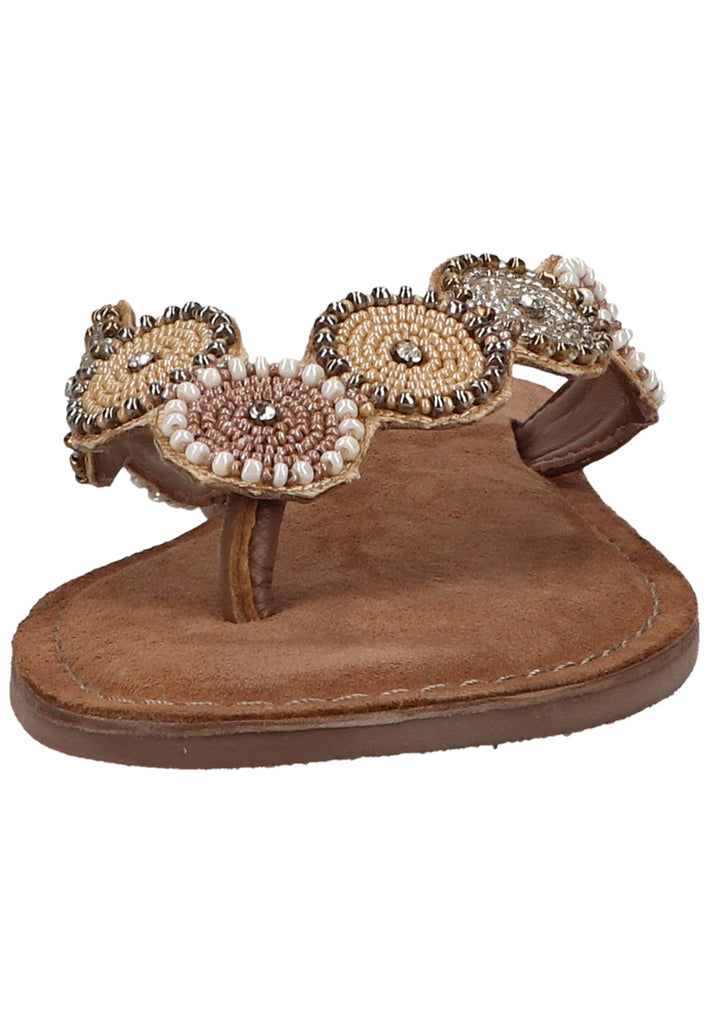 Lazamani Zehensteg Leder/Textil Beige