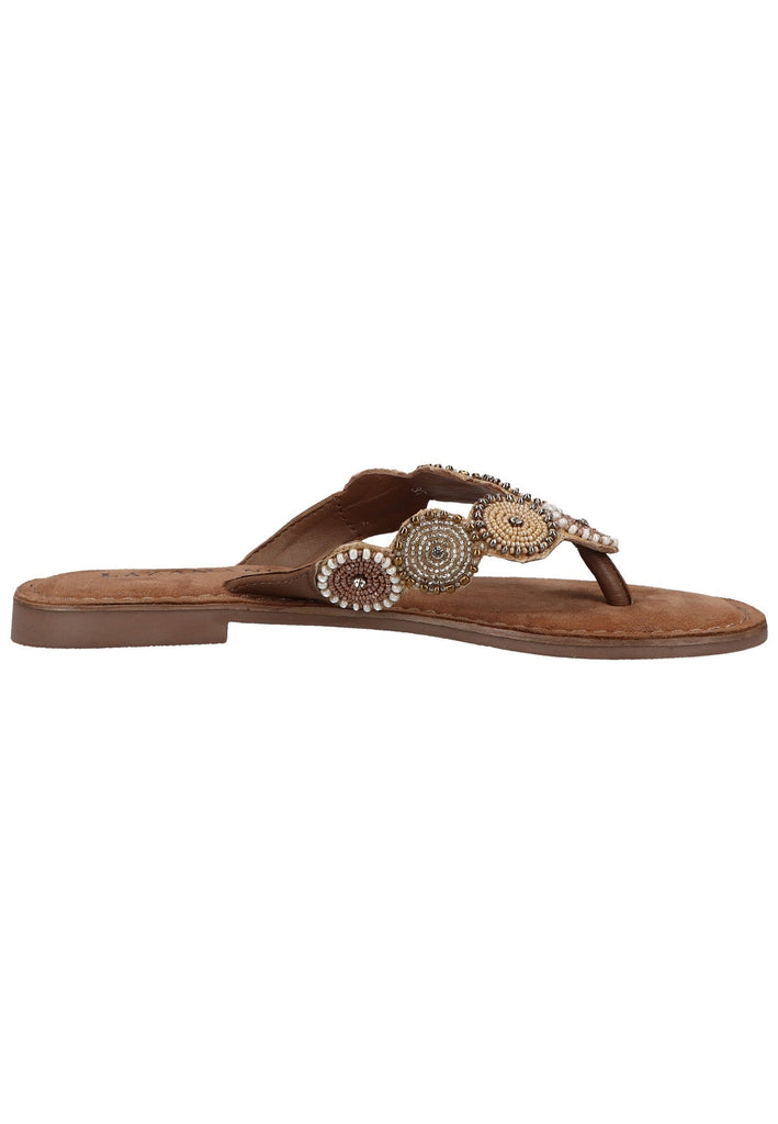 Lazamani Zehensteg Leder/Textil Beige