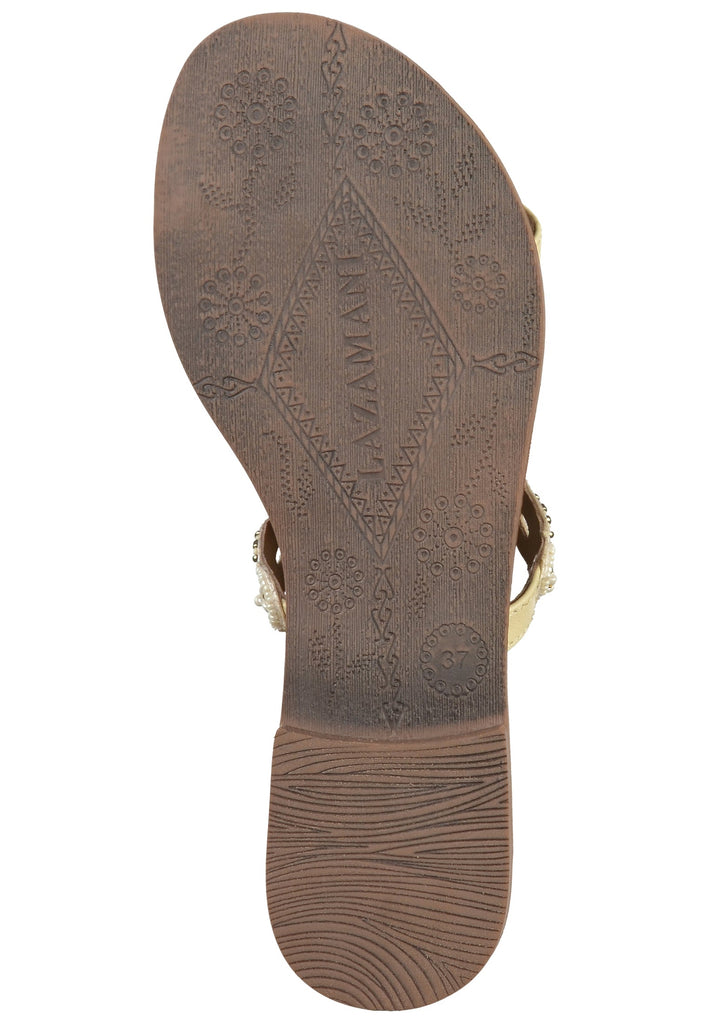 Lazamani Zehensteg Leder/Textil Beige