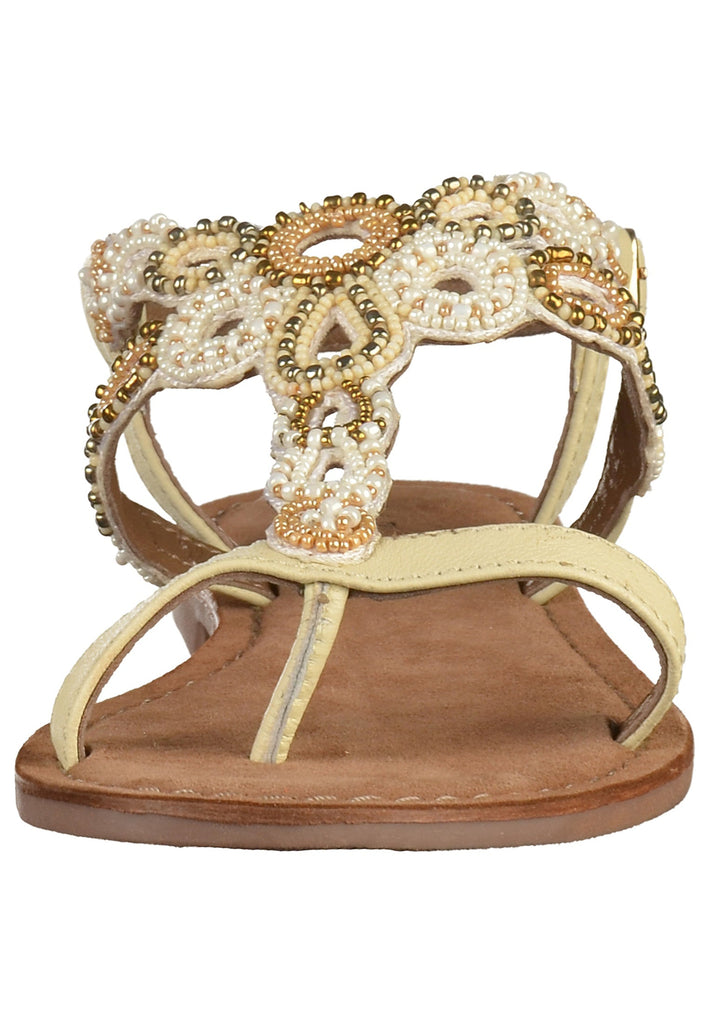 Lazamani Zehensteg Leder/Textil Beige