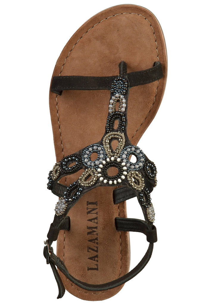 Lazamani Zehensteg Leder/Textil Schwarz