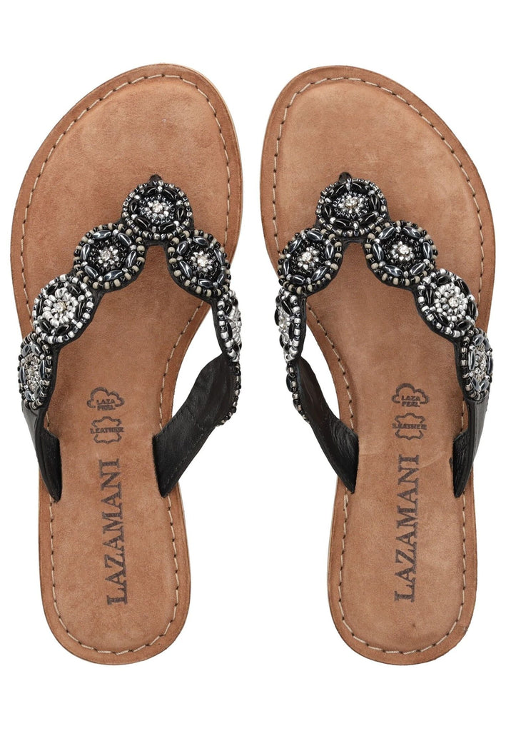 Lazamani Zehensteg Leder/Textil Schwarz Kombi