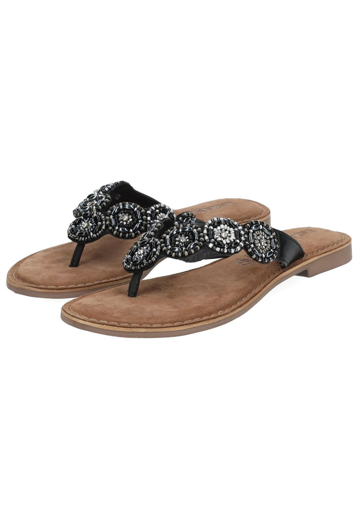 Lazamani Zehensteg Leder/Textil Schwarz Kombi