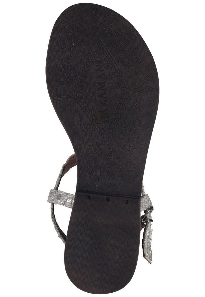 Lazamani Zehensteg Leder/Textil Silber