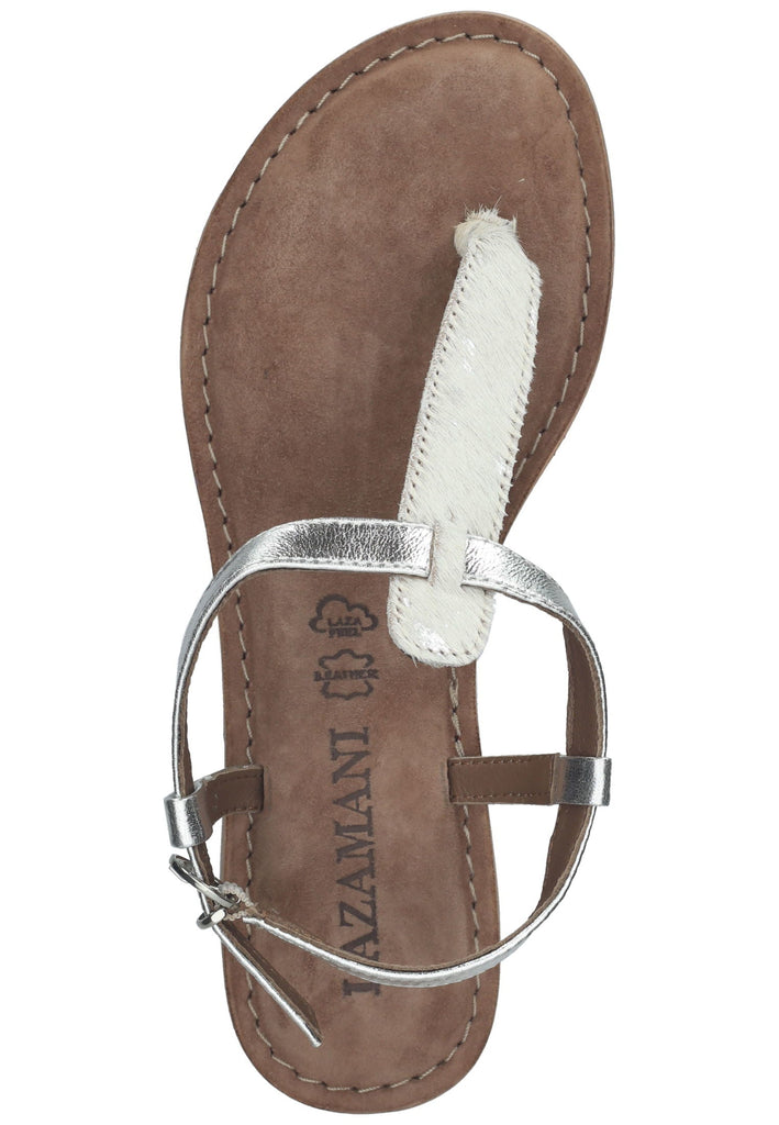 Lazamani Zehensteg Leder/Textil Silber