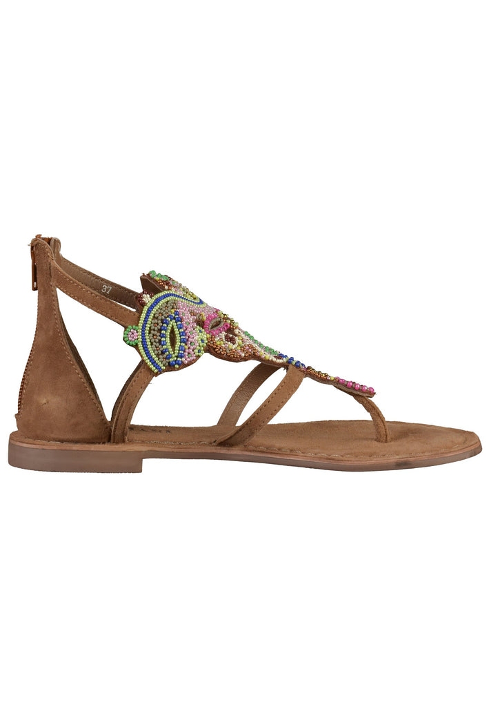 Lazamani Zehensteg Leder/Textil Taupe