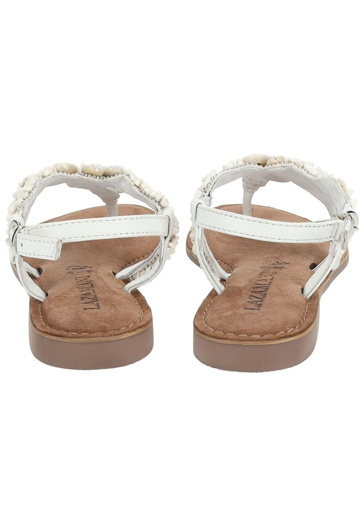 Lazamani Zehensteg Leder/Textil Weiß Kombi