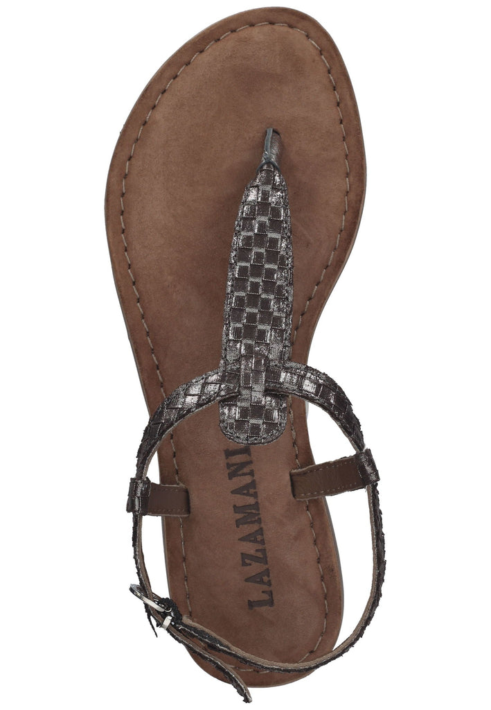 Lazamani Zehensteg Lederimitat/Textil Braun