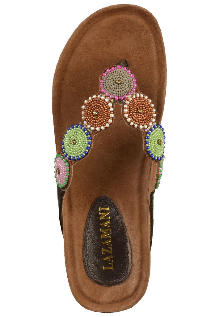 Lazamani Zehensteg Lederimitat/Textil Braun